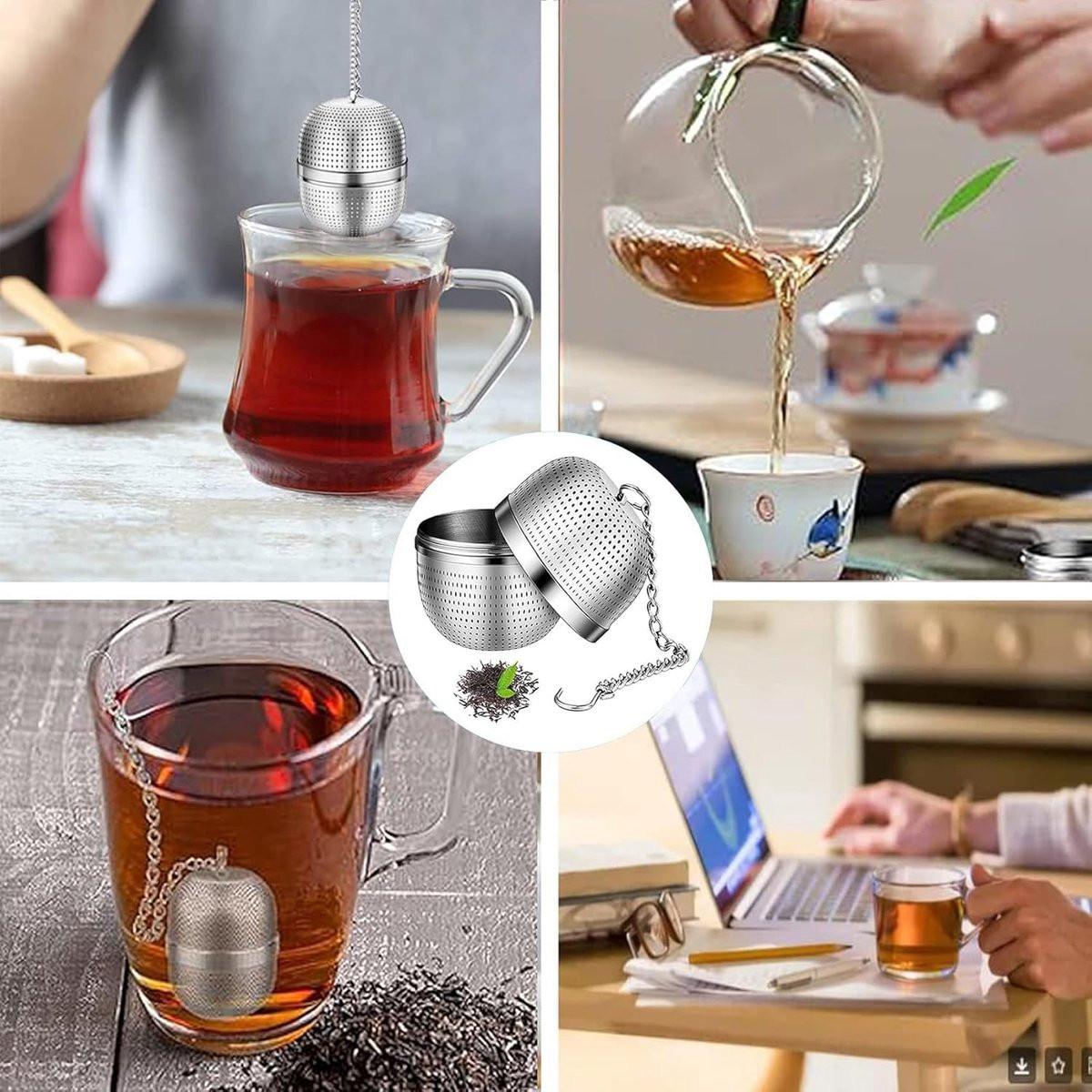 Tea strainer made of stainless steel - Tea filter - Tea strainer made of stainless steel 304 - with chain - Suitable for teacups / teapots / kettles.
