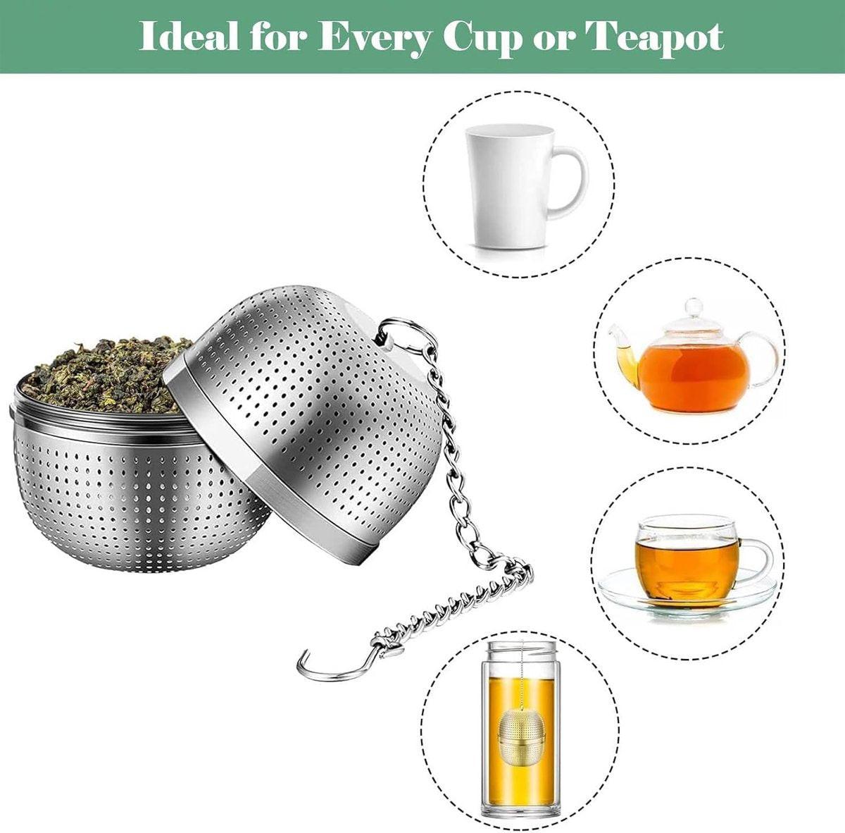 Tea strainer made of stainless steel - Tea filter - Tea strainer made of stainless steel 304 - with chain - Suitable for teacups / teapots / kettles.