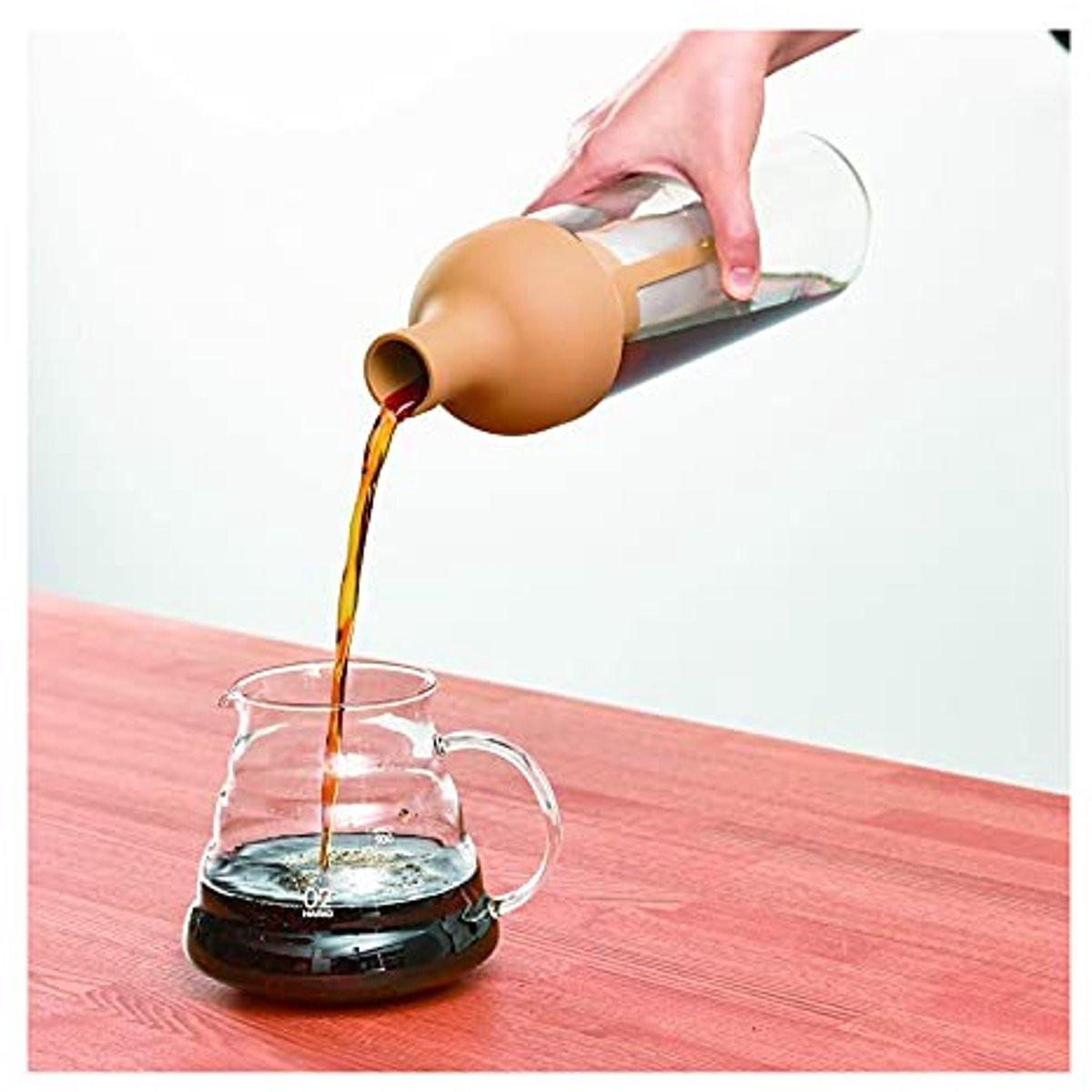 Cold Brew Coffee Pot - 1000 ml Glass Carafe with Infuser - For Iced Coffee & Iced Tea - Easy to Fill and Clean - Khaki.