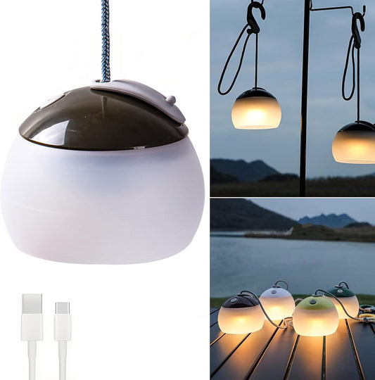 Night Light - Outdoor Camping Lamp - Atmospheric Decorative Lighting - Round Camping Lamp - 3 Brightness Levels - Hook Mount - Suitable for emergencies, tents, fishing, and other occasions. (Green).