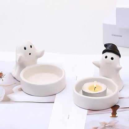 1 Piece - Ceramic Ghost Candle Holder - Cute Ghost Ornament - Birthday Gift - Desk Decoration (Style 1)