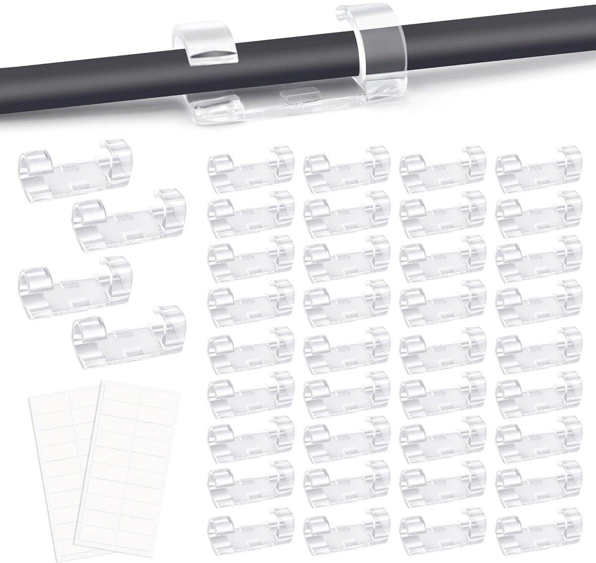 Transparent Cable Clips Self-Adhesive â Cable Organizer â 120 pieces â Cable Tray â Cable Ties â Cable Lock â Desk Organizers â Organizer â Cable Trays â Cable Management â Clips â Ties.