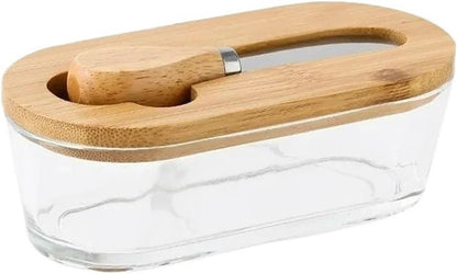 Airtight Containers - Airtight Containers with Butter - Airtight Containers with Cheese - With Butter Knife - Unbreakable Glass Food Containers - With Silicone Sealing Ring - Kitchen Butter Container (Type A)
