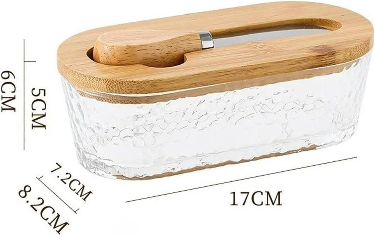 Airtight Containers - Airtight Containers with Butter - Airtight Containers with Cheese - With Butter Knife - Unbreakable Glass Food Containers - With Silicone Sealing Ring - Kitchen Butter Container (Type A)
