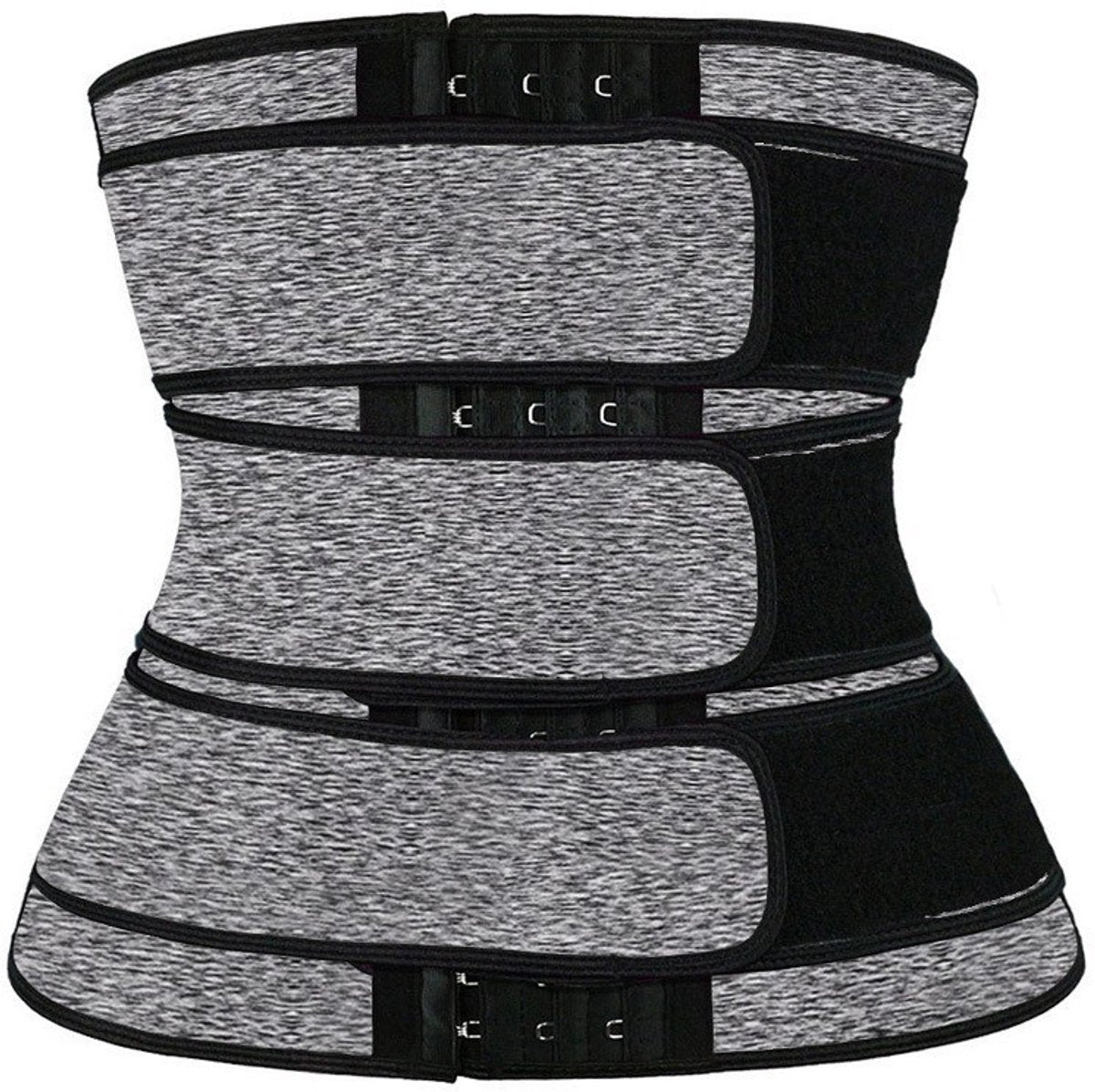 Women Sweat Reducer Training Belt - Sweatband - Waist Trainer - Slimming Belly Band - 3-Row Closure & Breathable Material - Extended Sizes (S to 6XL) - Gray, XL