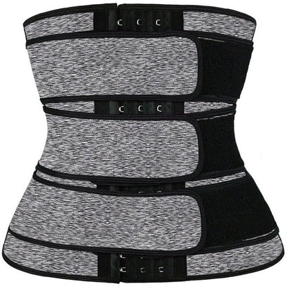Women Sweat Reducer Training Belt - Sweatband - Waist Trainer - Slimming Belly Band - 3-Row Closure & Breathable Material - Extended Sizes (S to 6XL) - Gray, XL