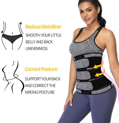 Women Sweat Reducer Training Belt - Sweatband - Waist Trainer - Slimming Belly Band - 3-Row Closure & Breathable Material - Extended Sizes (S to 6XL) - Gray, XL