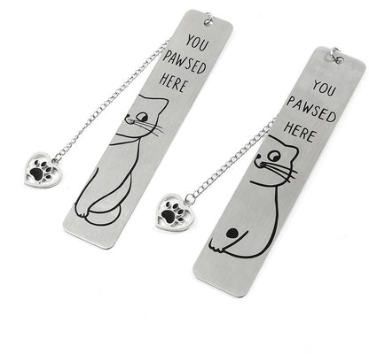 Bookmarks - Set of 2 - Cat Bookmarks - Cute Bookmarks - Bookmark Gifts for Book Lovers - Reading Bookmarks - Gifts for Boys, Girls, Kids & Friends - Cool School Supplies & Reading Gift - Stainless Steel.