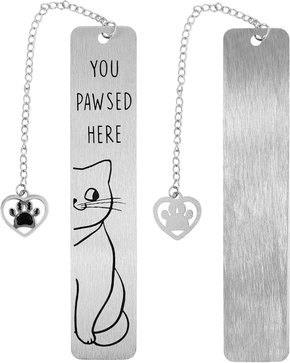 Bookmarks - Set of 2 - Cat Bookmarks - Cute Bookmarks - Bookmark Gifts for Book Lovers - Reading Bookmarks - Gifts for Boys, Girls, Kids & Friends - Cool School Supplies & Reading Gift - Stainless Steel.