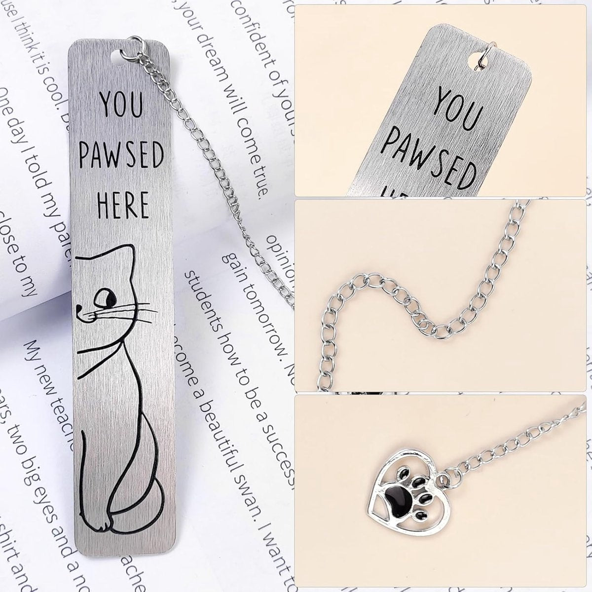 Bookmarks - Set of 2 - Cat Bookmarks - Cute Bookmarks - Bookmark Gifts for Book Lovers - Reading Bookmarks - Gifts for Boys, Girls, Kids & Friends - Cool School Supplies & Reading Gift - Stainless Steel.