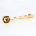 Coffee spoon - measuring spoon with closing clip - coffee accessories - bean spoon - measuring spoon - gold.