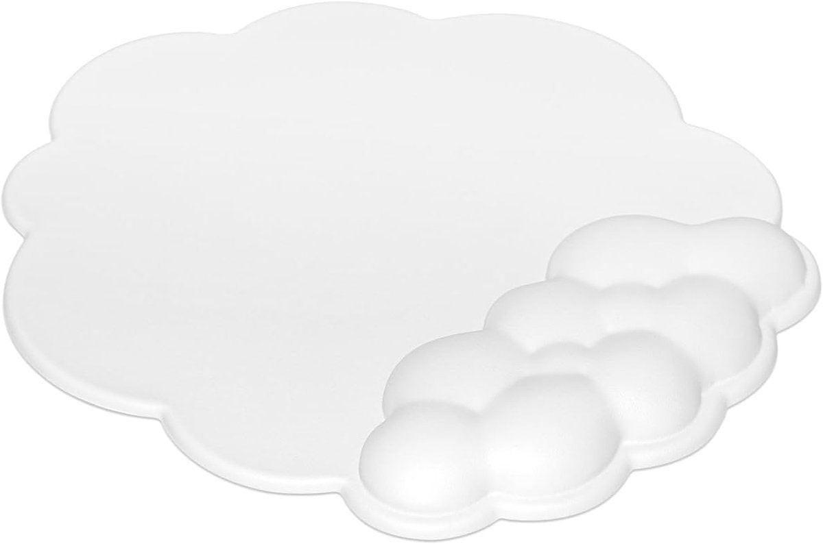 Mouse Pad - Mouse Pad with Wrist Rest - Ergonomic Mouse Pad - Mouse Pad with Leather Surface, Suitable for Computers, Laptops, Office, Home and Travel, with Non-Slip Bottom - White.