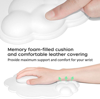 Mouse Pad - Mouse Pad with Wrist Rest - Ergonomic Mouse Pad - Mouse Pad with Leather Surface, Suitable for Computers, Laptops, Office, Home and Travel, with Non-Slip Bottom - White.