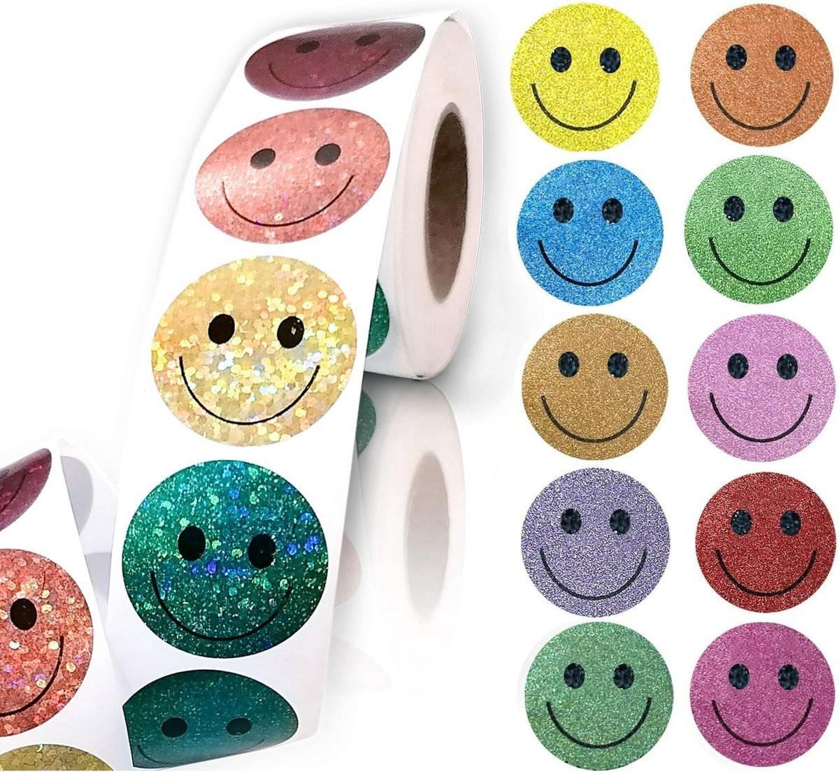 Glitter Dot and Smiley Face Stickers - Smiley Face Stickers for Kids - 500 Sheets of 1" Sheets, 10 Sheets of Colorful Glitter Dots and Glitter Stickers - School Planner - Classroom Supplies for Teachers.