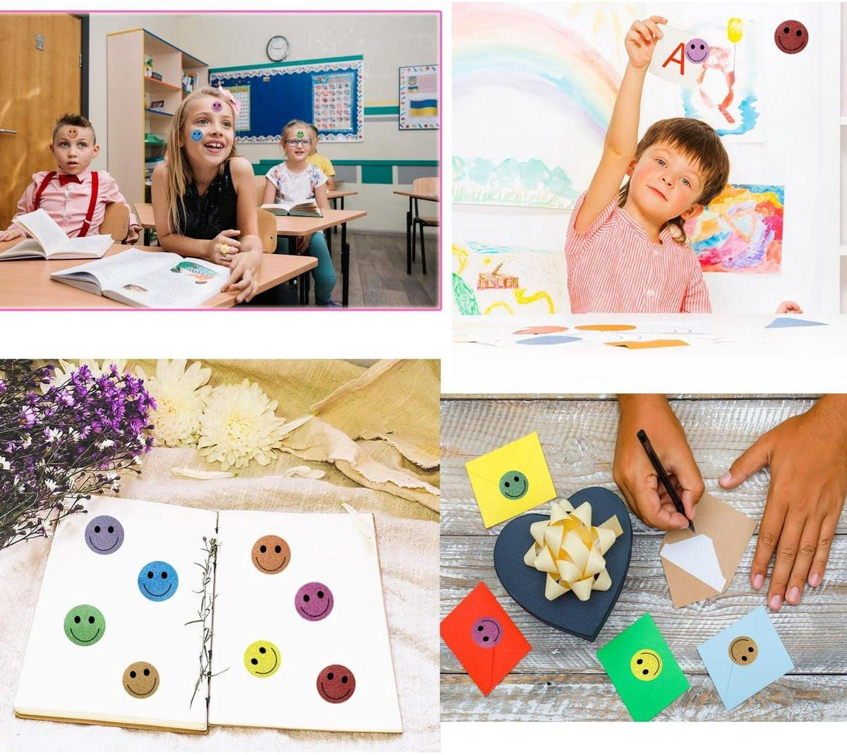 Glitter Dot and Smiley Face Stickers - Smiley Face Stickers for Kids - 500 Sheets of 1" Sheets, 10 Sheets of Colorful Glitter Dots and Glitter Stickers - School Planner - Classroom Supplies for Teachers.