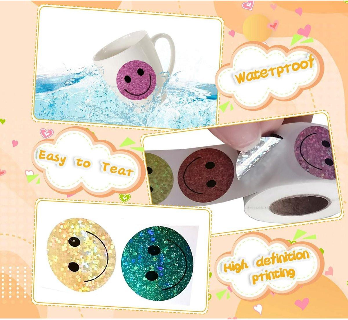 Glitter Dot and Smiley Face Stickers - Smiley Face Stickers for Kids - 500 Sheets of 1" Sheets, 10 Sheets of Colorful Glitter Dots and Glitter Stickers - School Planner - Classroom Supplies for Teachers.