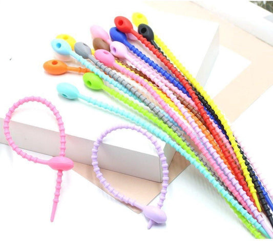 Cable Ties - Tyraps | Tie Wraps - 30 reusable silicone cable ties, 15 cm long with locking mechanism, suitable for home, office, kitchen, school, etc., assorted colors randomly selected.