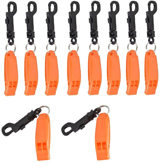 Emergency Whistle (10-Piece Whistle) - Sturdy and Durable Whistles, Suitable for Referees, Coaches, Emergencies, Lifeguards, Basketball, Football, Diving, Hiking, Adventure Sports, etc - Orange.