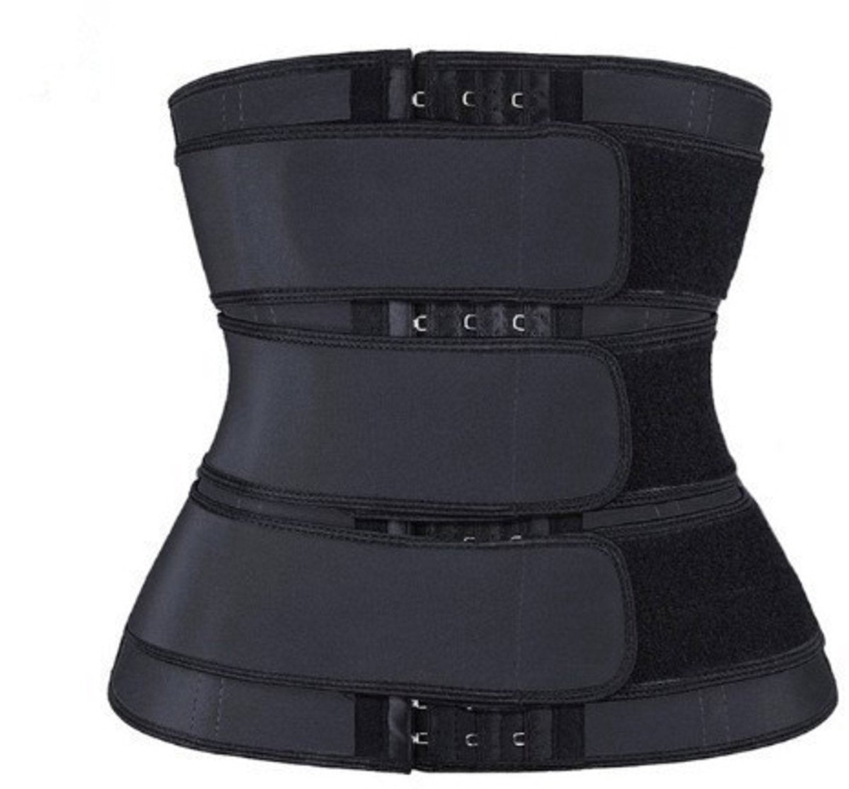 Women Sweat Reducer Training Belt - Sweatband - Waist Trainer - Slimming Belly Band - 3-Row Closure & Breathable Material - Extended Sizes (S to 6XL) - Black, XL