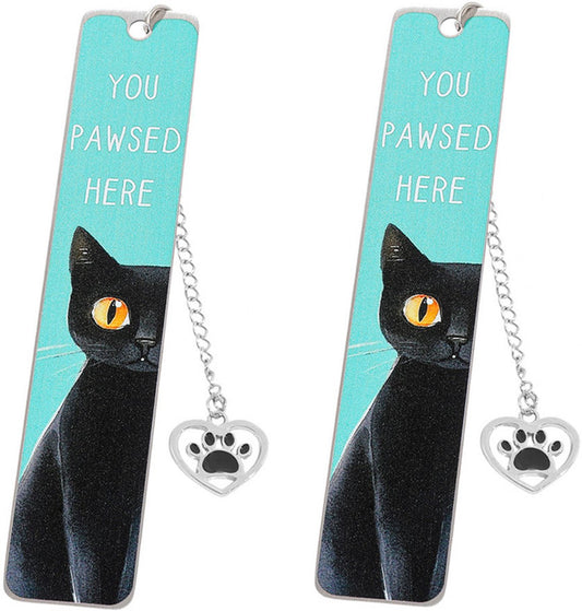 Bookmarks - Set of 2 - Cat Bookmarks - Gifts for Cat Lovers - Cute Bookmarks - Bookmark Gifts for Book Lovers - Reading Bookmarks - Gifts for Boys, Girls, Kids & Friends - Stainless Steel (Style A).