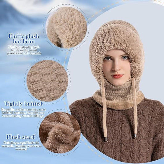 3-in-1 Insulated Hat, Scarf & Face Mask - Ski Face Mask - Warm Knitted Windproof Headband/Scarf for Fall/Winter - Suitable for Skiing, Hiking and Other Outdoor Sports - Khaki.