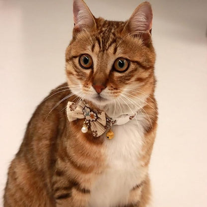 Cat Collar - Bow and Bell Collar - Adjustable Kitten Collar - Dog Collar - Lightweight Safety Collar for Pets (Set of 6)