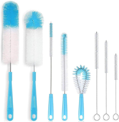 Cup Cleaning Brushes - Pack of 8 - Scratch-resistant - For all cup surfaces - Baby bottle brush - Blue.