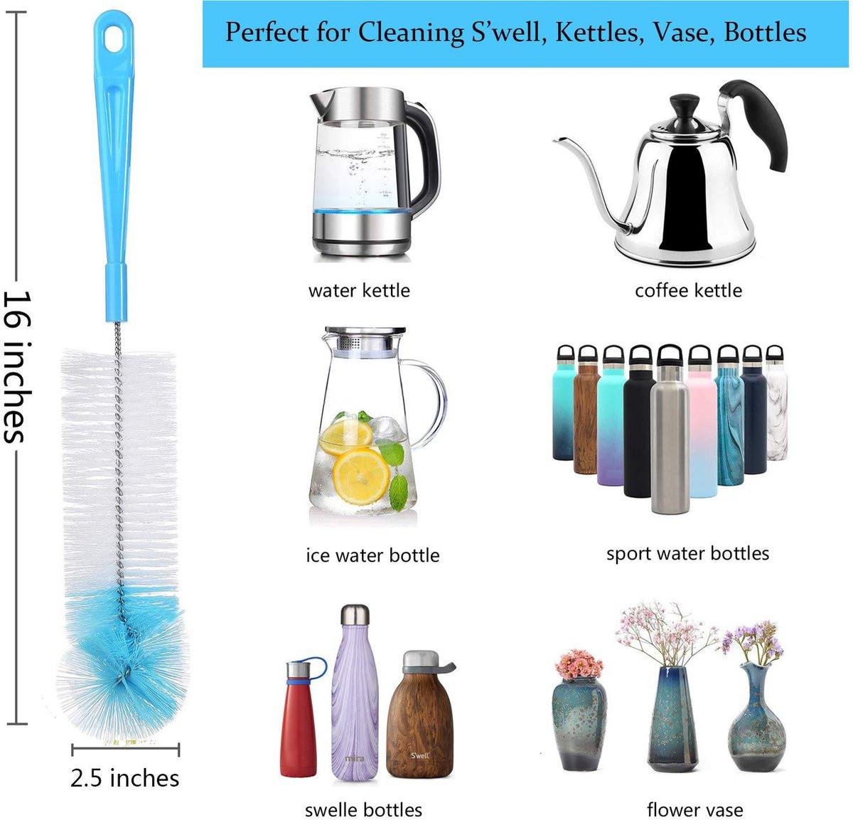 Cup Cleaning Brushes - Pack of 8 - Scratch-resistant - For all cup surfaces - Baby bottle brush - Blue.