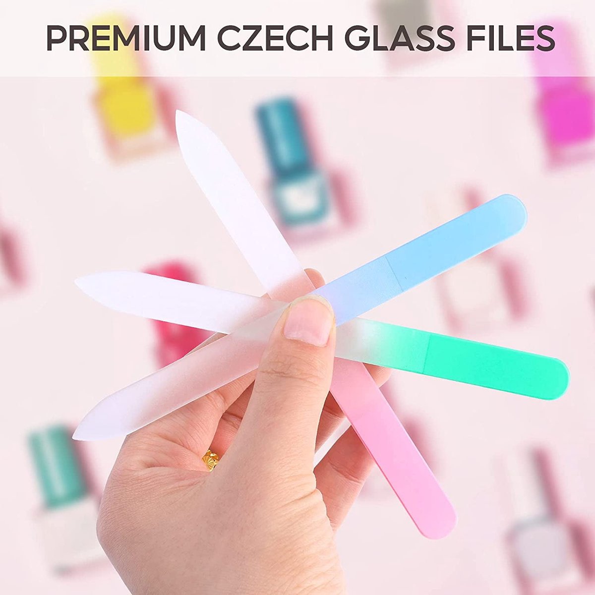 3-pack - Glass nail files - Professional nail tools for natural nails - Gentle nail care