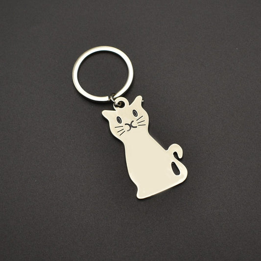 Keychain - Cat Keychain - Cute Keychain - Perfect Gift for Lovers, Friends and Best Friend - Silver.
