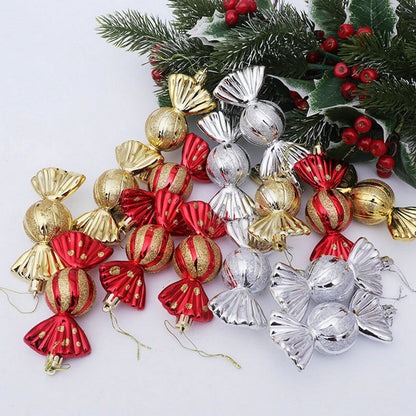 Christmas Decorations - Christmas Decorations - Painted Candy Christmas Tree Decorations - Champagne (5 per box)