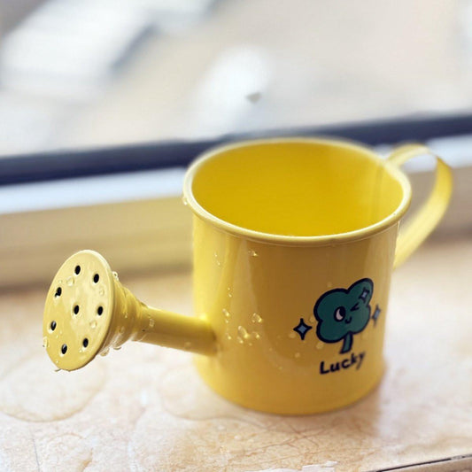 Casting Kettle - Iron Garden Small Household Casting Kettle - Bucket - Four-Leaf Clover - Yellow.