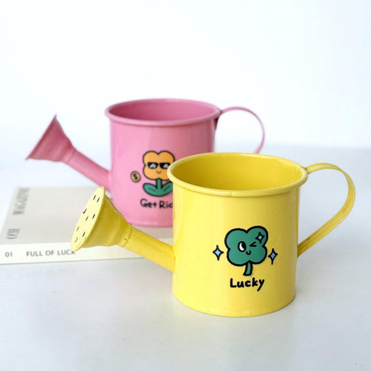 Casting Kettle - Iron Garden Small Household Casting Kettle - Bucket - Four-Leaf Clover - Yellow.