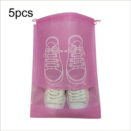 Shoe Bags - Pack of 5 - Shoe Bag - Travel and Storage Bag - Water-Repellent - Travel Organizer - Pink (43.5*32cm)