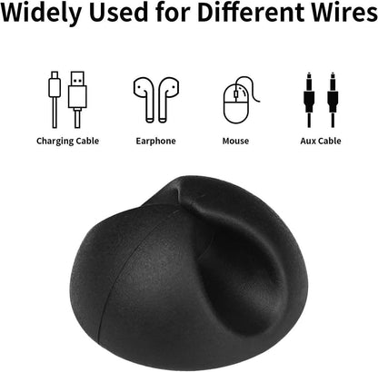 Pack of 12 Cable Clips - Black, Self-Adhesive Cable Organizer - Charger Holder - Cable Organizer - Suitable for bedside tables, desks, offices and for storing mice..
