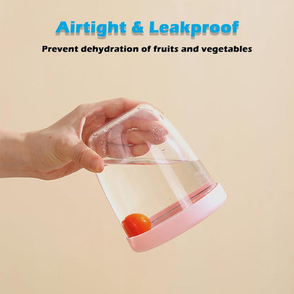 Fruit Bowl - Salad Bowl - Leakproof reusable food container with lid and draining basket - Suitable for work, school, and travel. - 650 ml (Yellow)