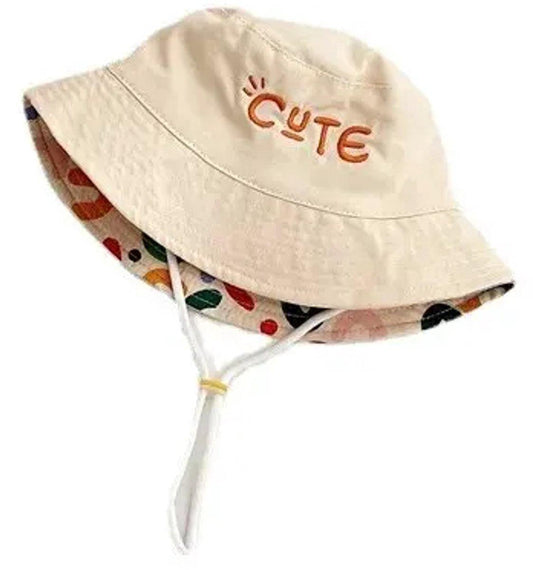 Baby Hat - Reversible Summer Hat - Summer Hat with Embroidered Letters - Size 48.