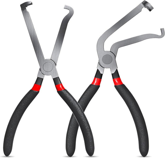 2-Pack Auto Electrical Disconnect Pliers Set - Straight & 60Â° Angle for All Reach - Non-Slip Handles.