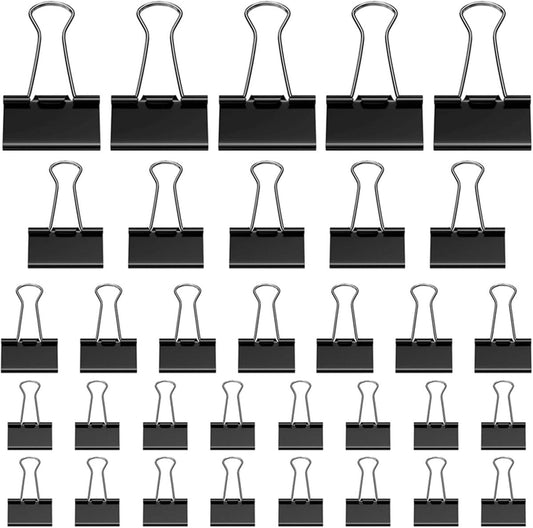 105 ring binders - 15 mm/19 mm/25 mm/32 mm metal paper clips - black folding clips - double-folded ring binders - for papers and documents