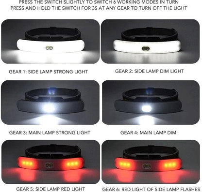 Headlamp LED Rechargeable - Headlight - COB Headlamp - 6 Light Modes - USB Rechargeable - Headlamp Flashlight - Suitable for Fishing and Running.