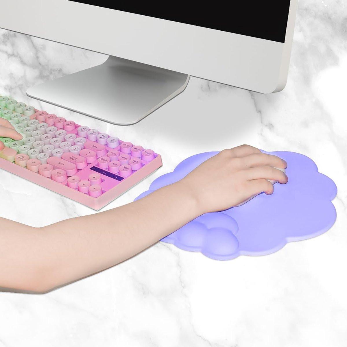 Mouse Pad - Mouse Pad with Wrist Rest - Ergonomic Mouse Pad - Mouse Pad with Leather Surface, Suitable for Computers, Laptops, Office, Home and Travel, with Non-Slip Bottom - Purple.