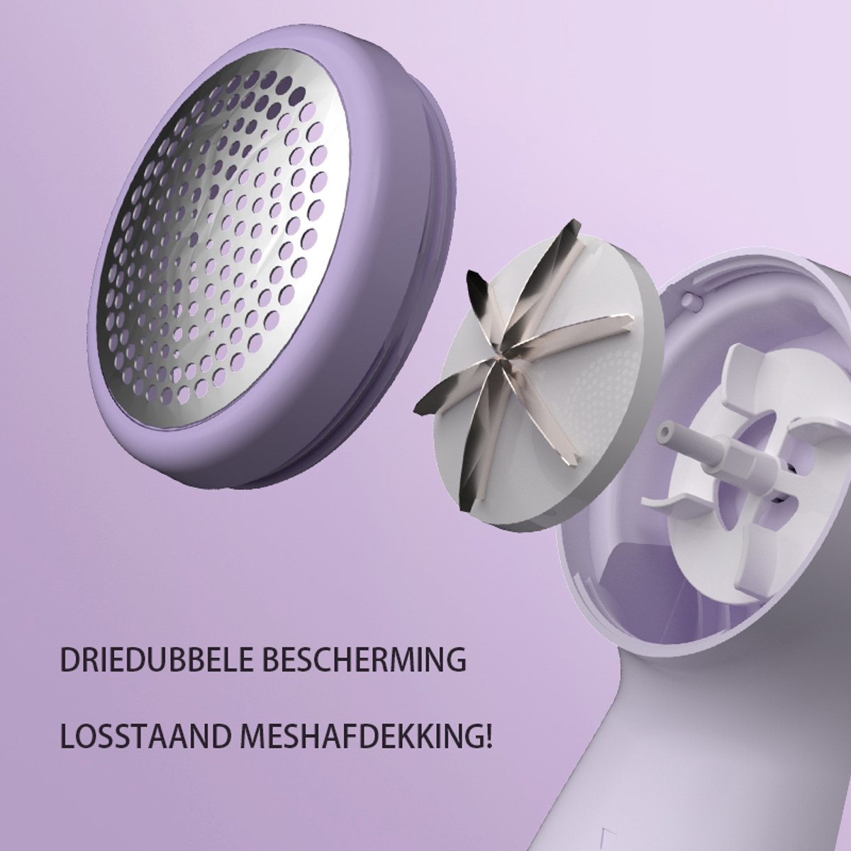 Rechargeable Lint Remover with Display - Lint Remover - Suction and Shave Function - Lint Remover - Type-C Charging - 3 Working Modes & 6-Blade System - Purple