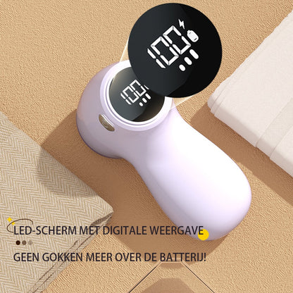 Rechargeable Lint Remover with Display - Lint Remover - Suction and Shave Function - Lint Remover - Type-C Charging - 3 Working Modes & 6-Blade System - Purple