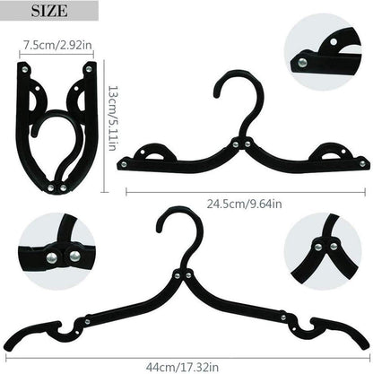 12-pack - Travel Hangers - Portable - Foldable Hangers - Travel Accessories (Black)