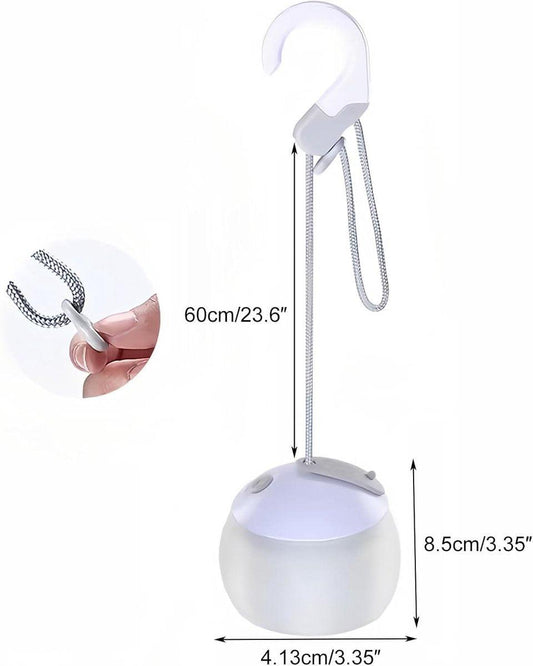 Night Light - Outdoor Camping Lamp - Atmospheric Decorative Lighting - Round Camping Lamp - 3 Brightness Levels - Hook Mount - Suitable for emergencies, tents, fishing, and other occasions. (White).