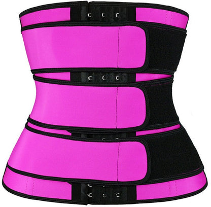 Women Sweat Reducer Training Belt - Sweatband - Waist Trainer - Slimming Belly Band - 3-Row Closure & Breathable Material - Extended Sizes (S to 6XL) - Red, M