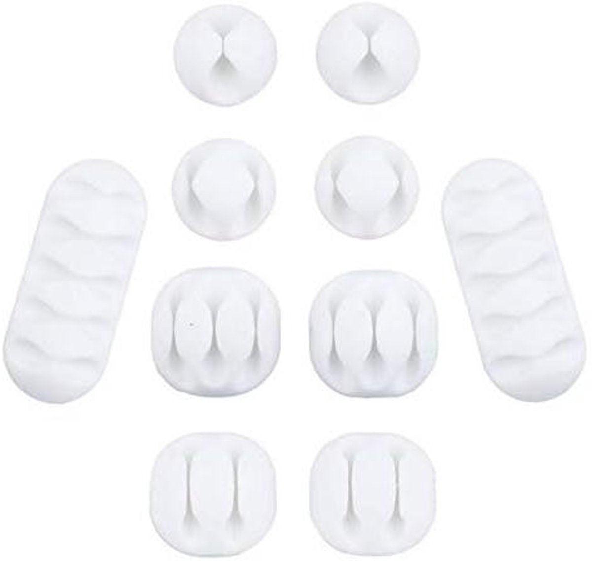 10-Piece Desk Cable Management Set - Multifunctional Cable Clamps - Desk Cable Organizer for TV, PC, Laptop, Home Office - (White).