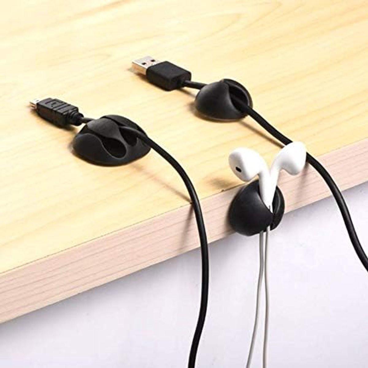 10-Piece Desk Cable Management Set - Multifunctional Cable Clamps - Desk Cable Organizer for TV, PC, Laptop, Home Office - (White).