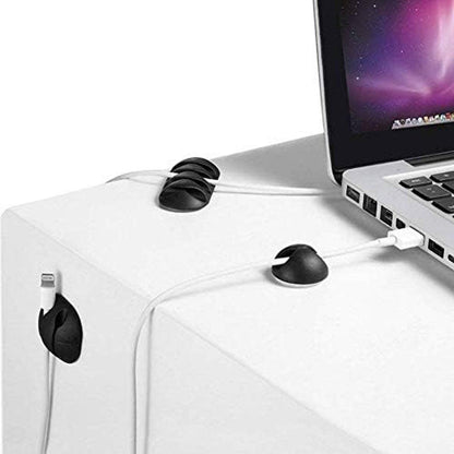 10-Piece Desk Cable Management Set - Multifunctional Cable Clamps - Desk Cable Organizer for TV, PC, Laptop, Home Office - (White).