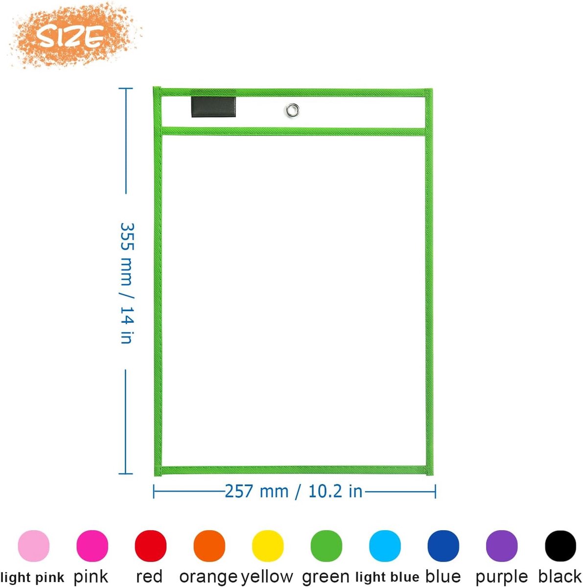 Erasable and Writable Folders - Pack of 20 | Includes 20 water-based whiteboard markers and 2 erasers - Transparent plastic folders/protective covers - Drawing and tracing bags for young children - Erasable and writable - Random colors